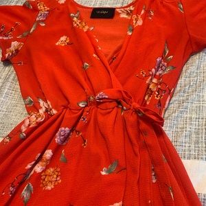 Red floral dress